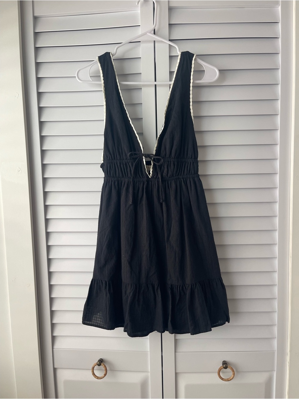Black Mini Dress with Deep V-Neck